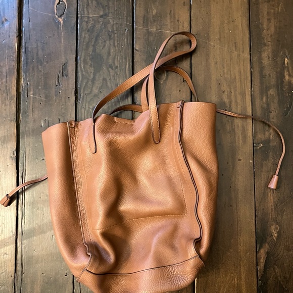 J. Crew brown pebbled leather tote - Picture 3 of 4